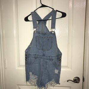 Distressed Ripped Overalls